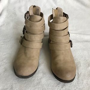 Faux Leather Bootie w/ triple strap